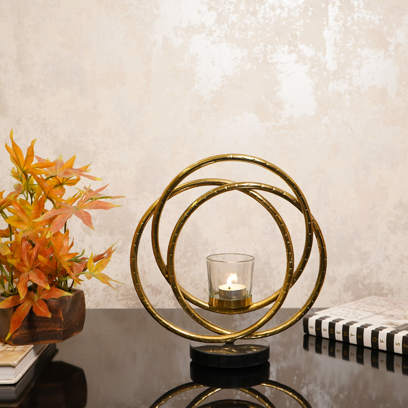 Round Ring Gold Candle holder  Small