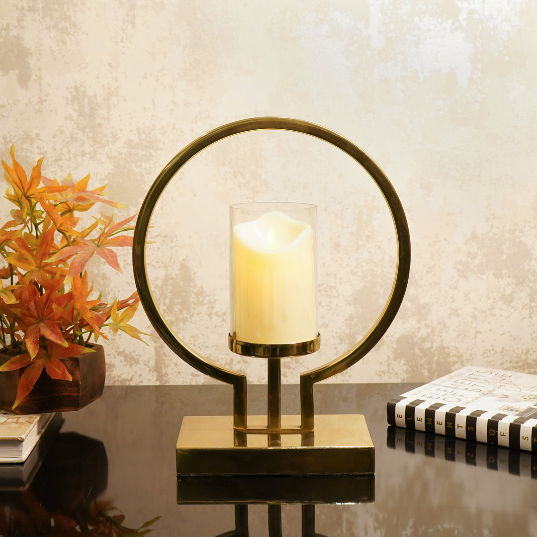 Round base silver Candle holder Large