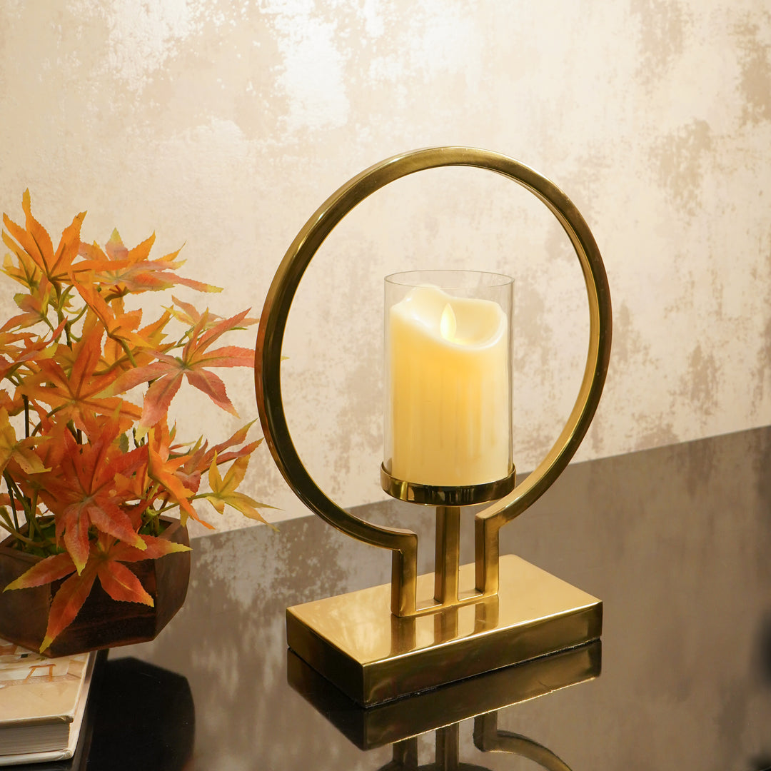 Round base silver Candle holder Large