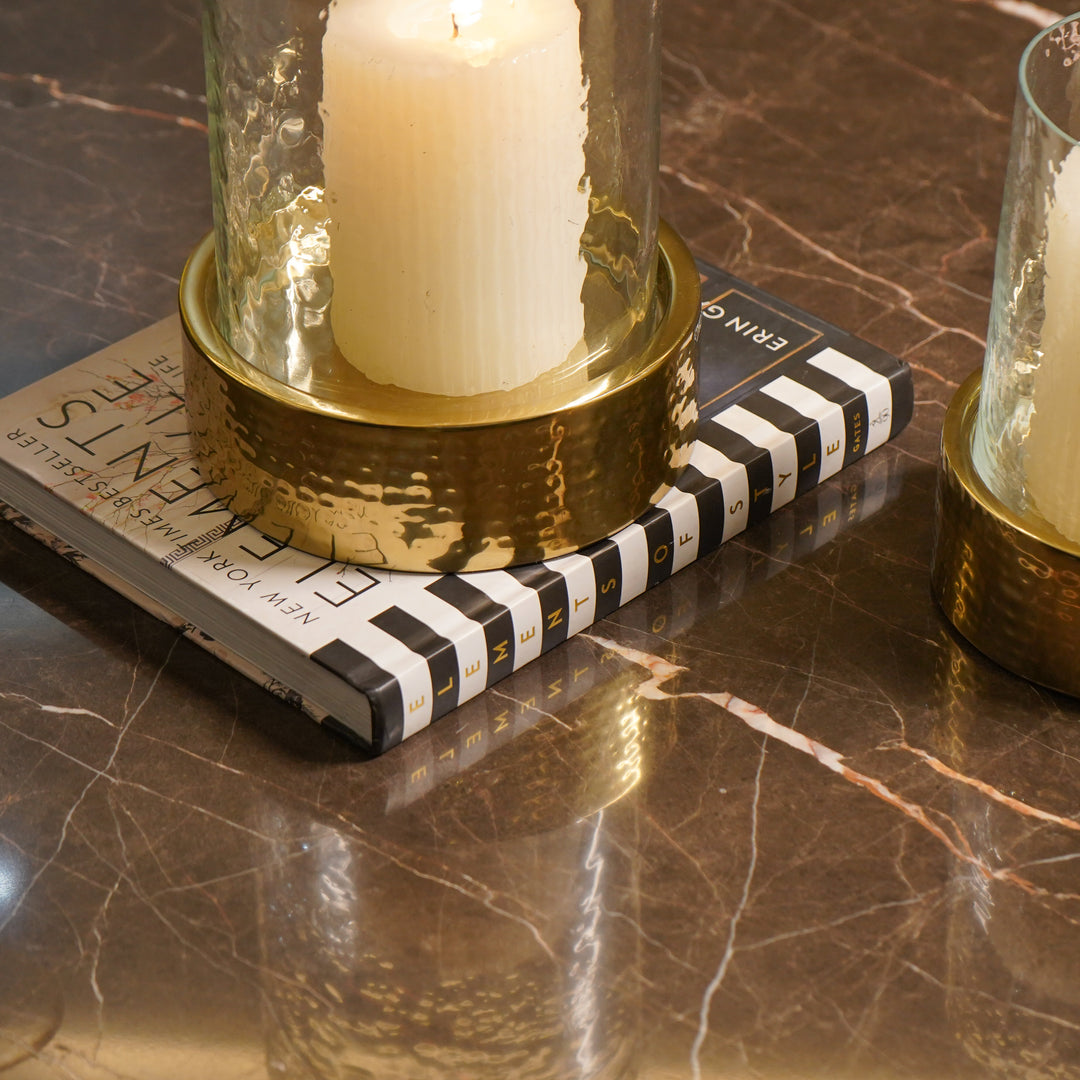 Textures Round Base Gold Candle Holder, Large