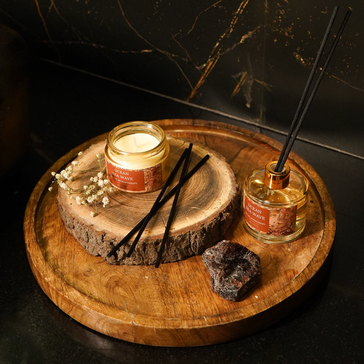 Ocean Breeze Scented Candle & Reed Diffuser Set | Luxury Home Fragrance Gift Combo