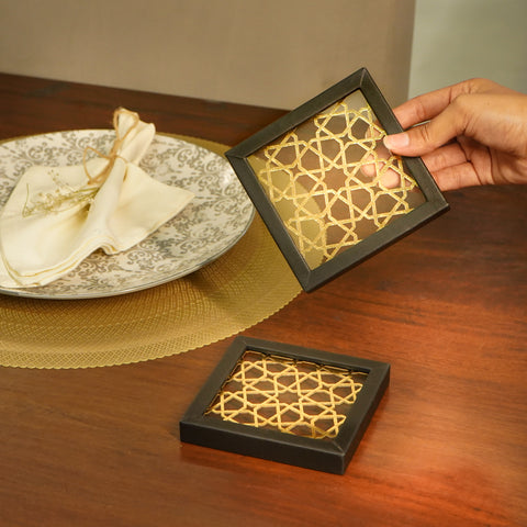 Black mirror coaster set of 2