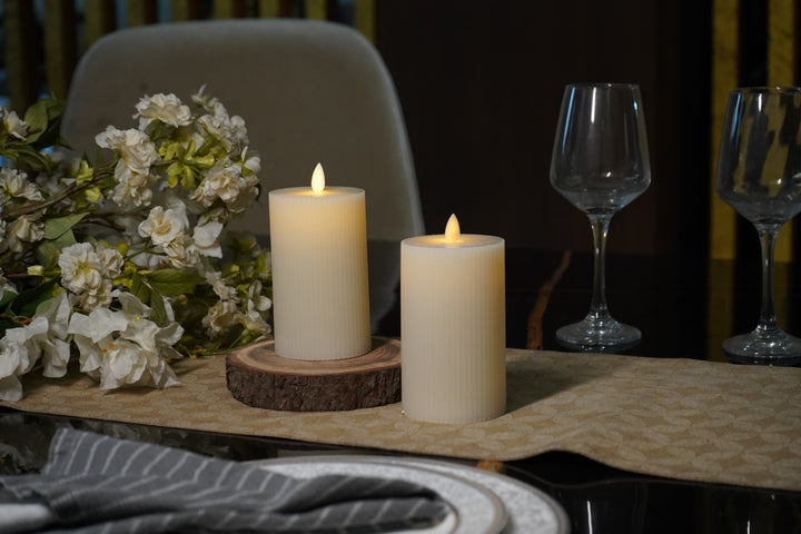 Fluted White LED Candle – Large