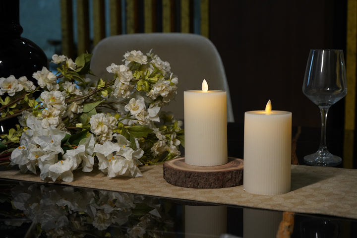 Fluted White LED Candle – Large