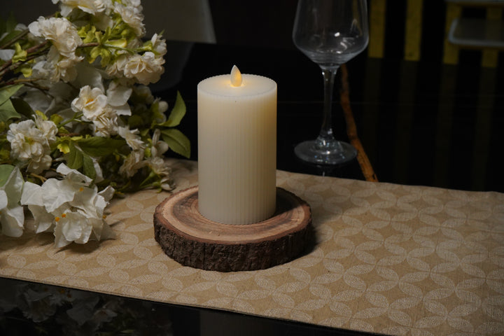 Fluted White LED Candle – Large