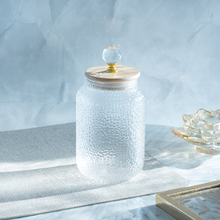 Hammered 750ml Glass Jar with Crystal Airtight Lid, Clear