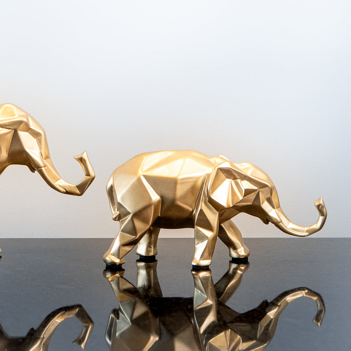 Gold Elephant Resin Figurine, set of 2