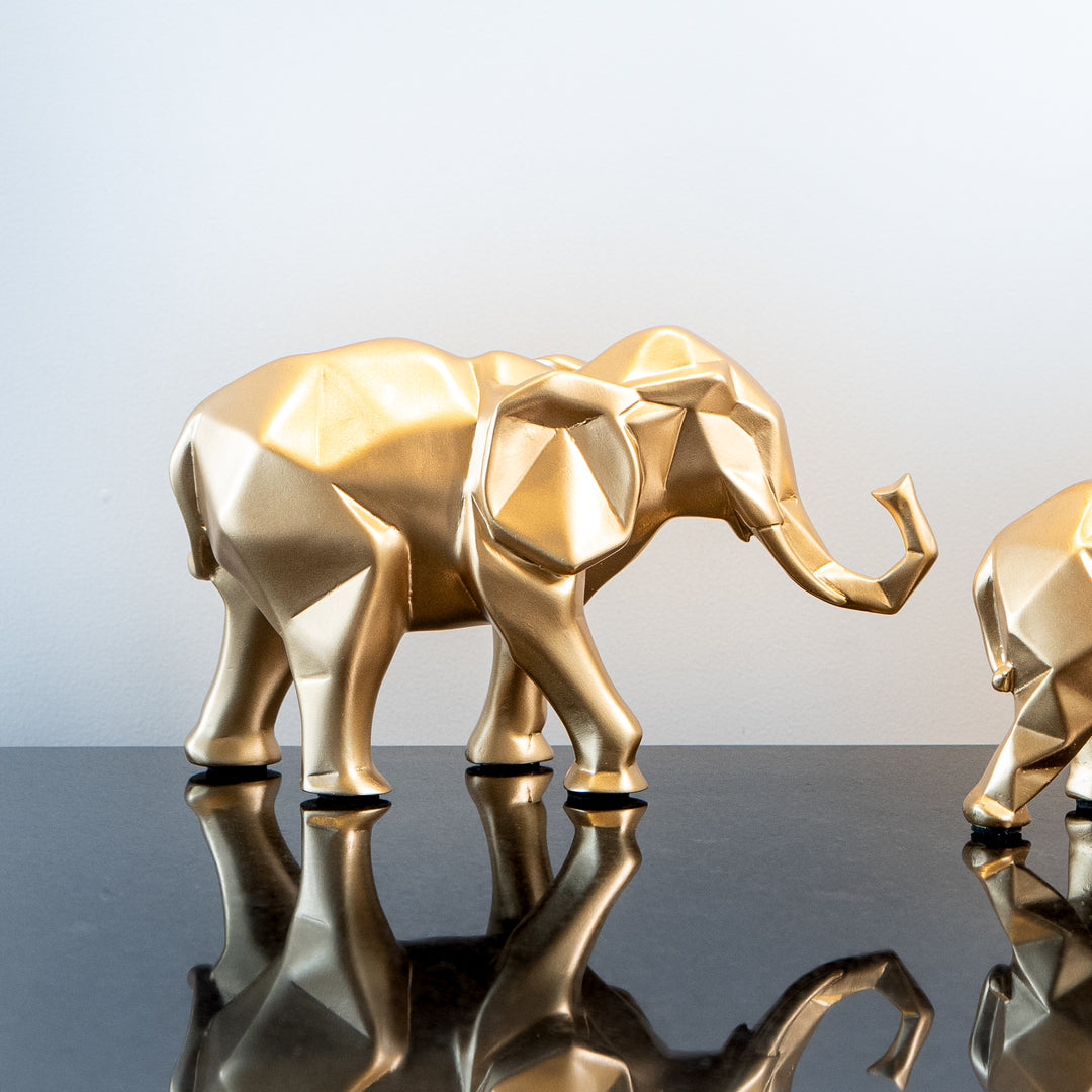 Gold Elephant Resin Figurine, set of 2