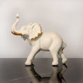 Elephant Figurine with Gold Accents, White