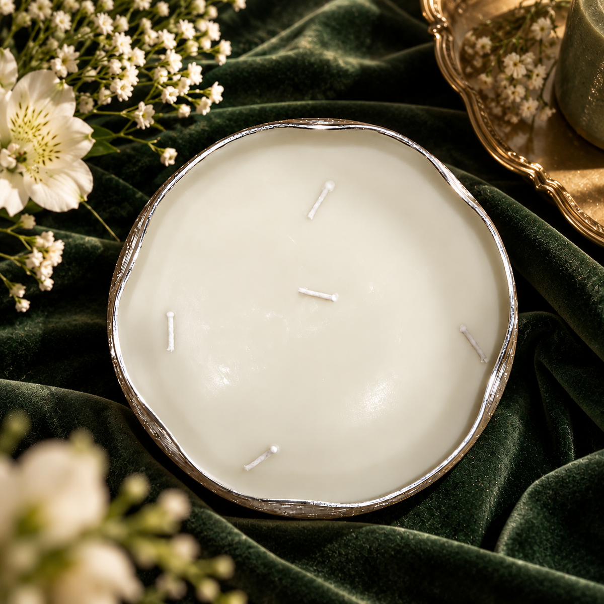 Serene Urli Scented Candle, Silver