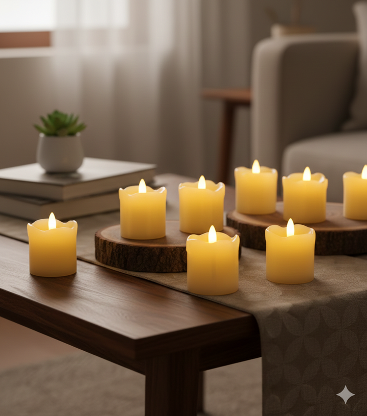 LED Small Real Wax Candle, set of 12