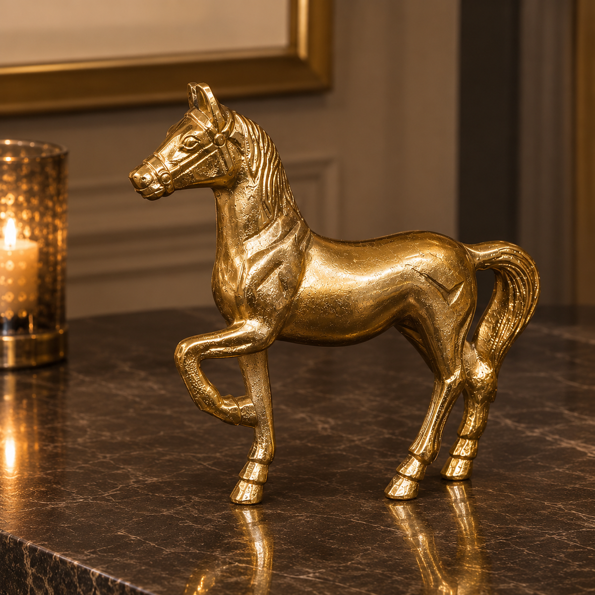 Trotting Horse Sculpture, Gold