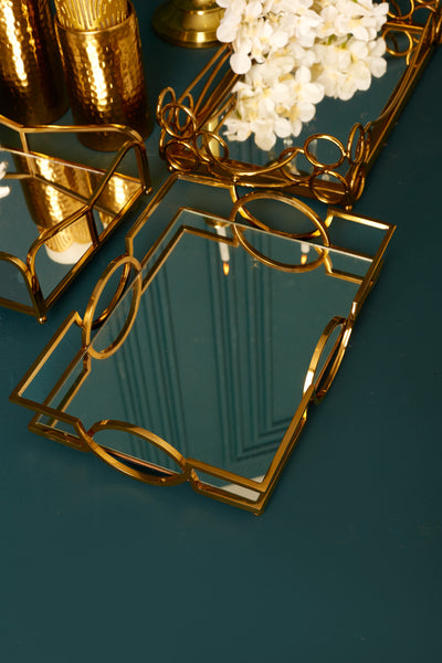 Luminosità Mirror Glass SS Tray, Gold