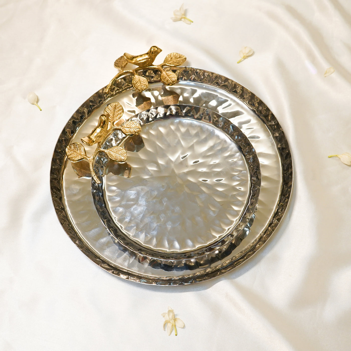 Bird Accent Decorative Tray, Gold and Silver, Big
