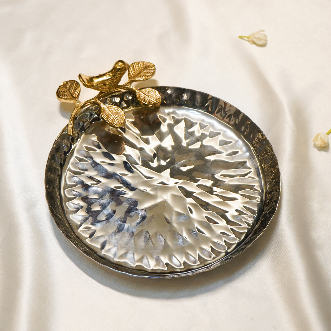 Bird Accent Decorative Tray, Gold and Silver, Small