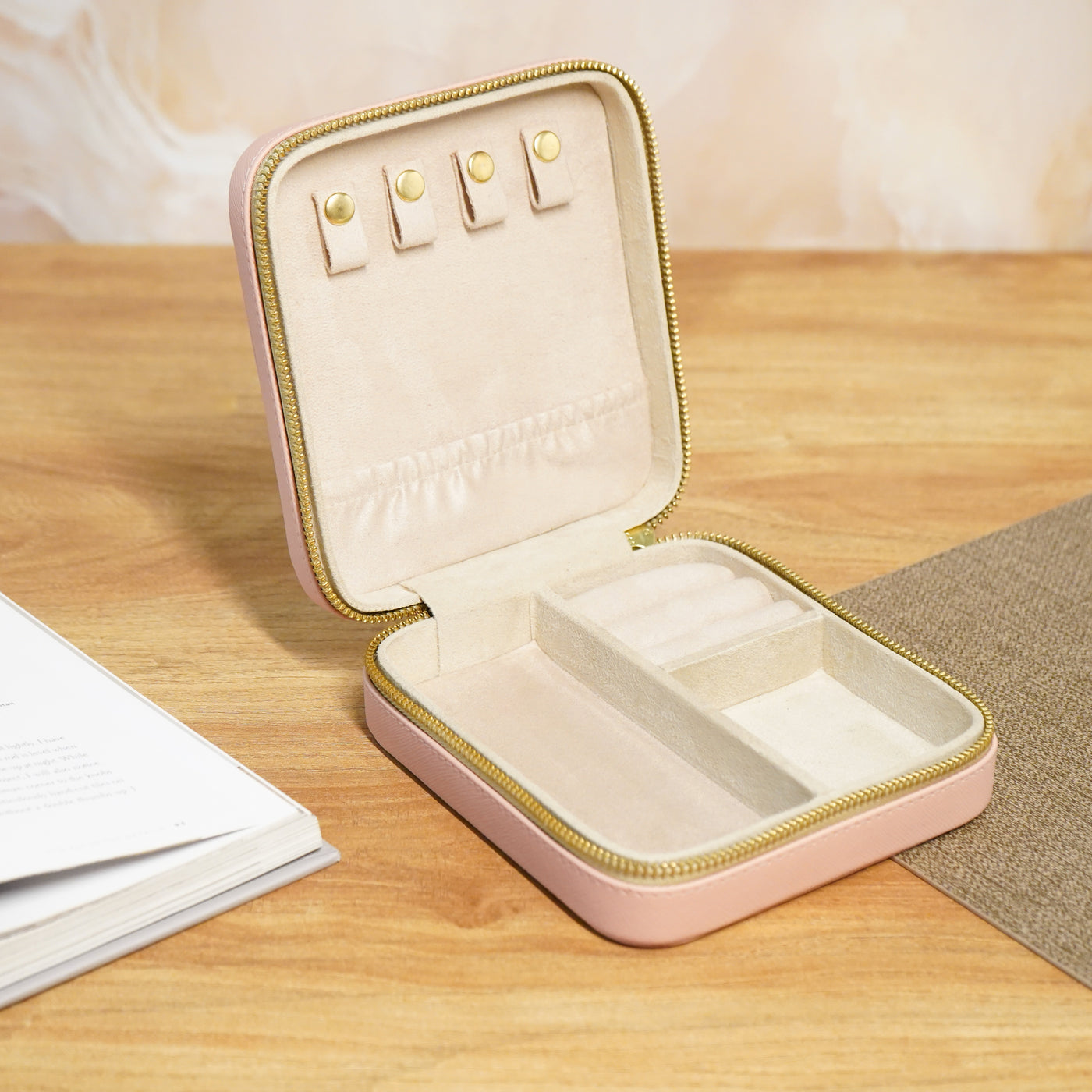 Faux Leather Travel Jewellery Box, Pink