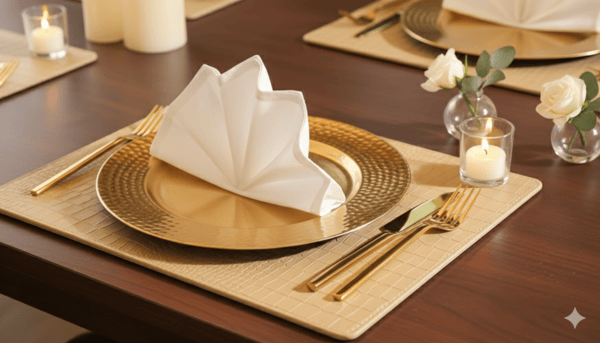 Set of 2 Table Placemats in Croco, Beige