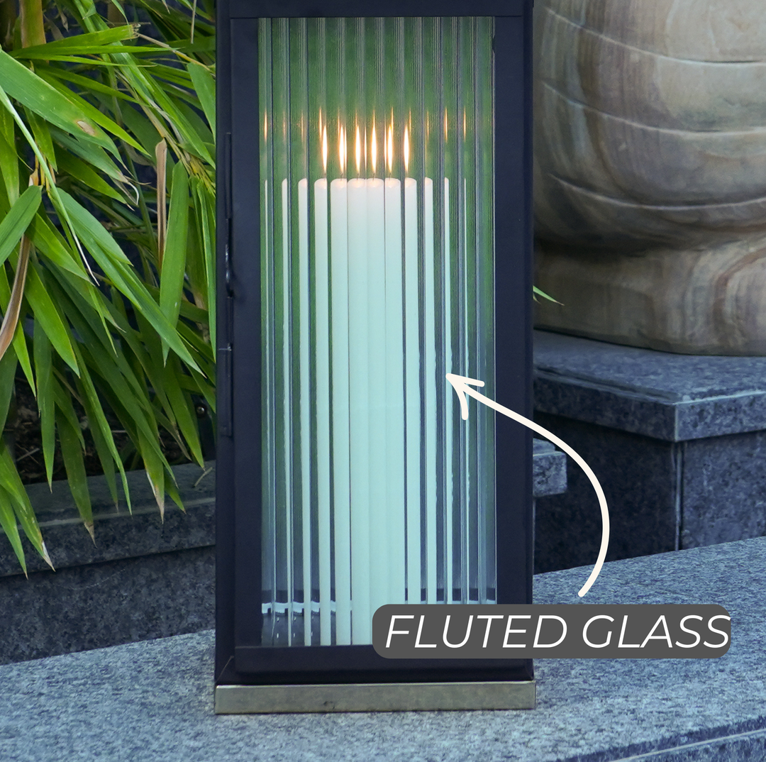 Small Stainless Steel Lantern, Black and Gold