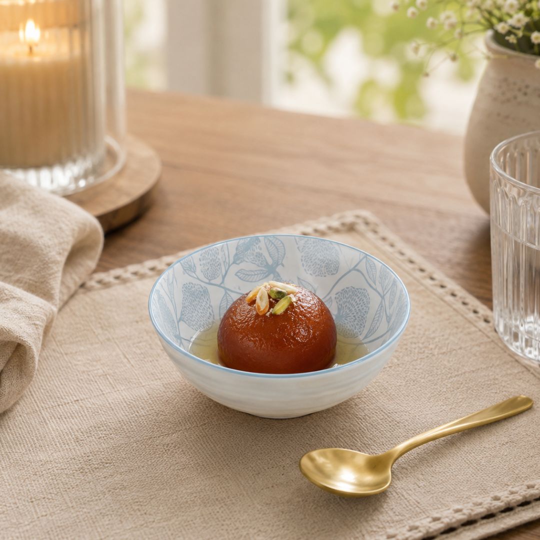 Small Printed Bowl, Light Blue
