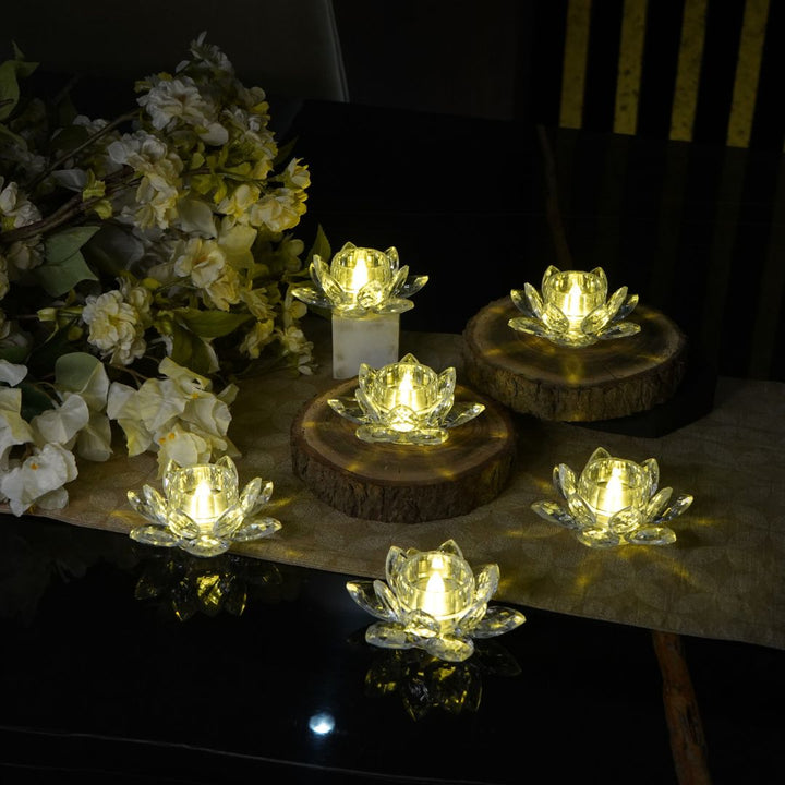 Led Lotus Tealights set of 6, Silver