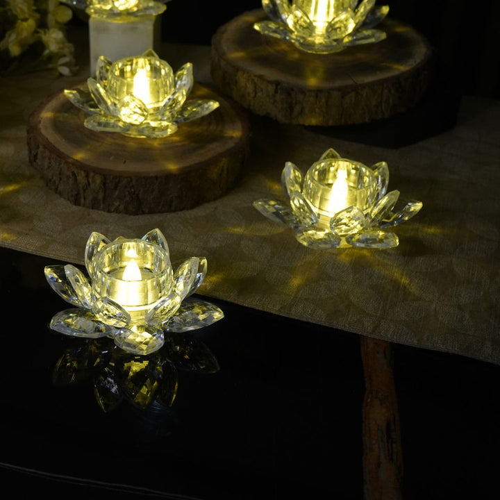 Led Lotus Tealights set of 6, Silver