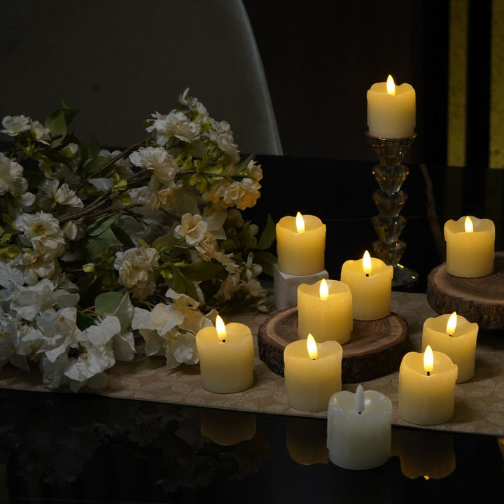 LED Small Real Wax Candle, set of 12