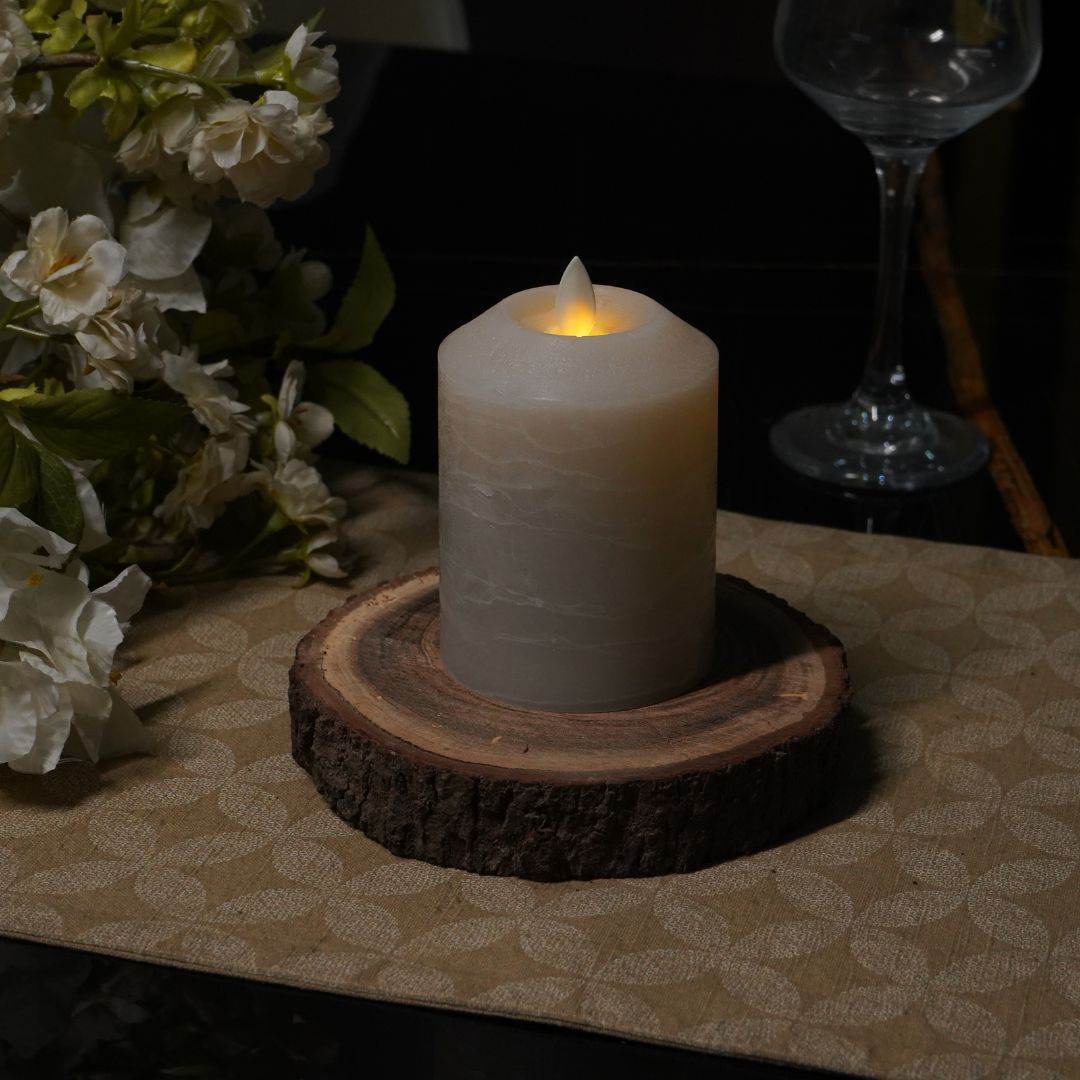 Real Wax Marble Grey LED Candle, small