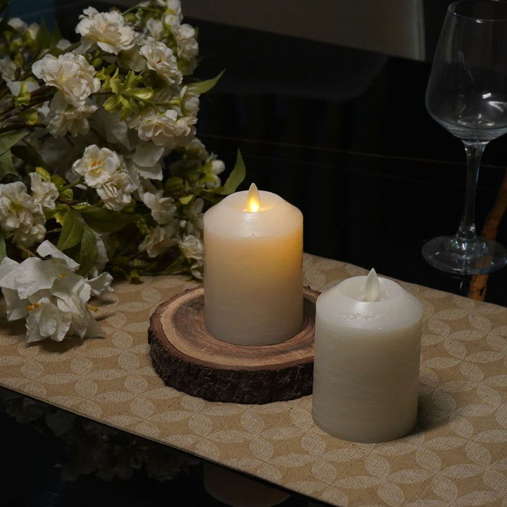 Real Wax Marble Grey LED Candle, small