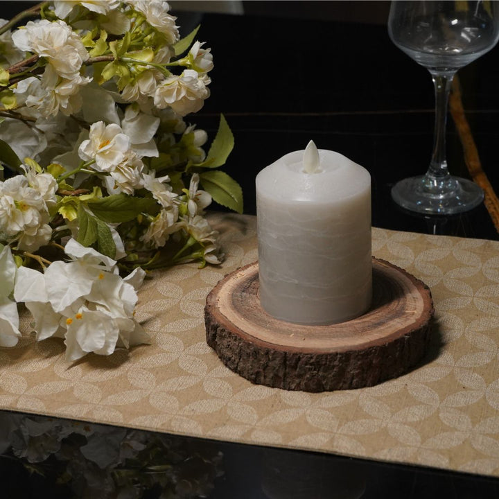 Real Wax Marble Grey LED Candle, small