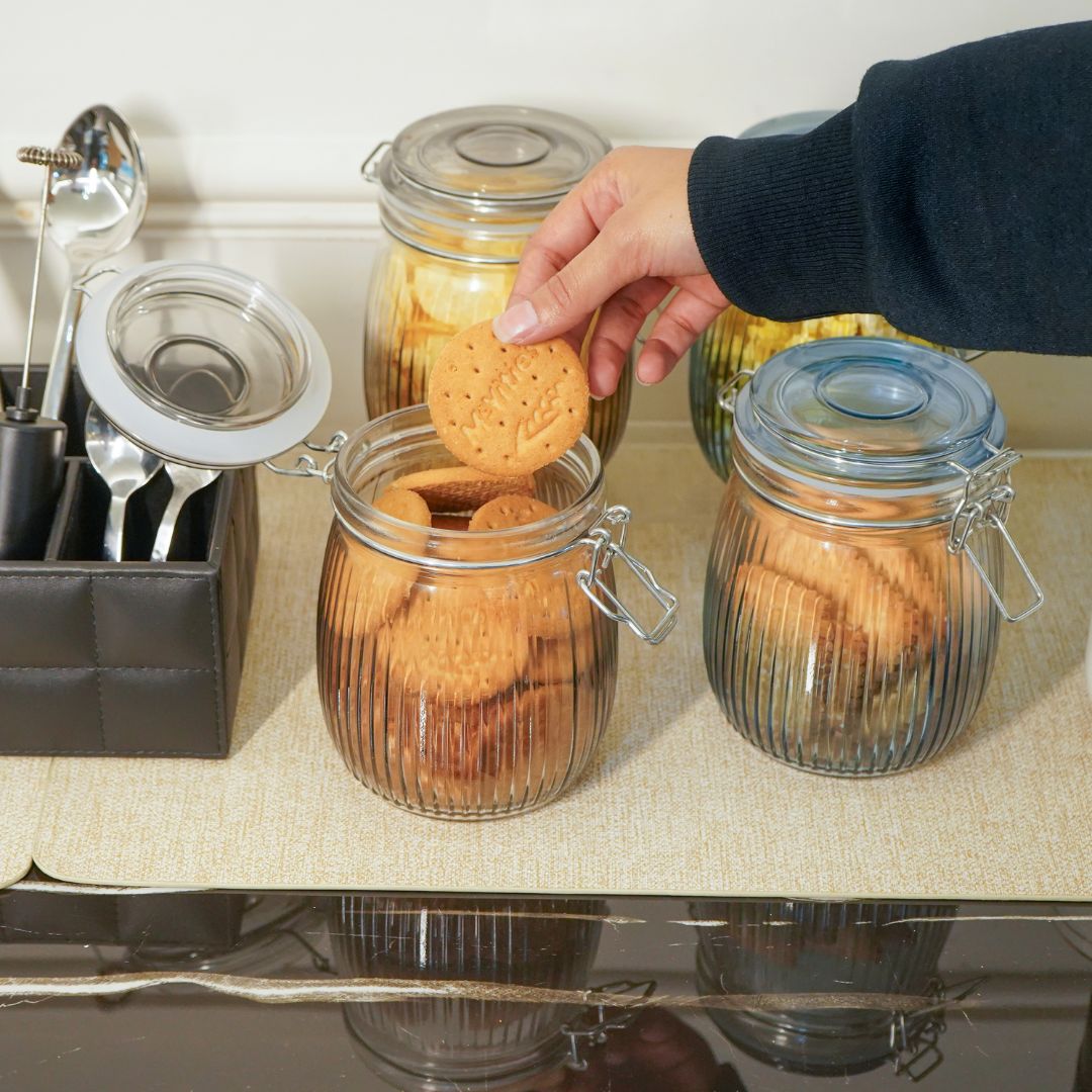 Airtight Mason Glass Jar, Blue