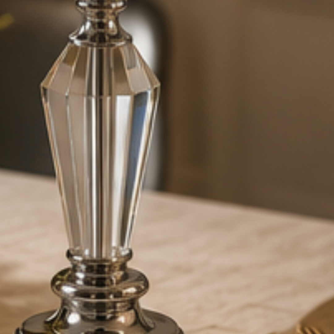 Crystal Pillar Hurricane Candle Holder, Large