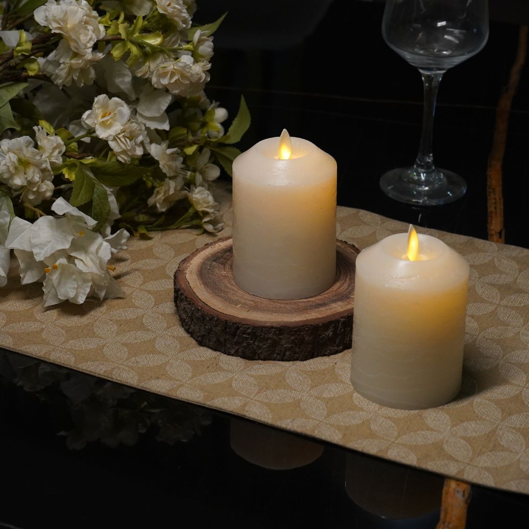 Marble Texture White Real Wax LED Candle – Small