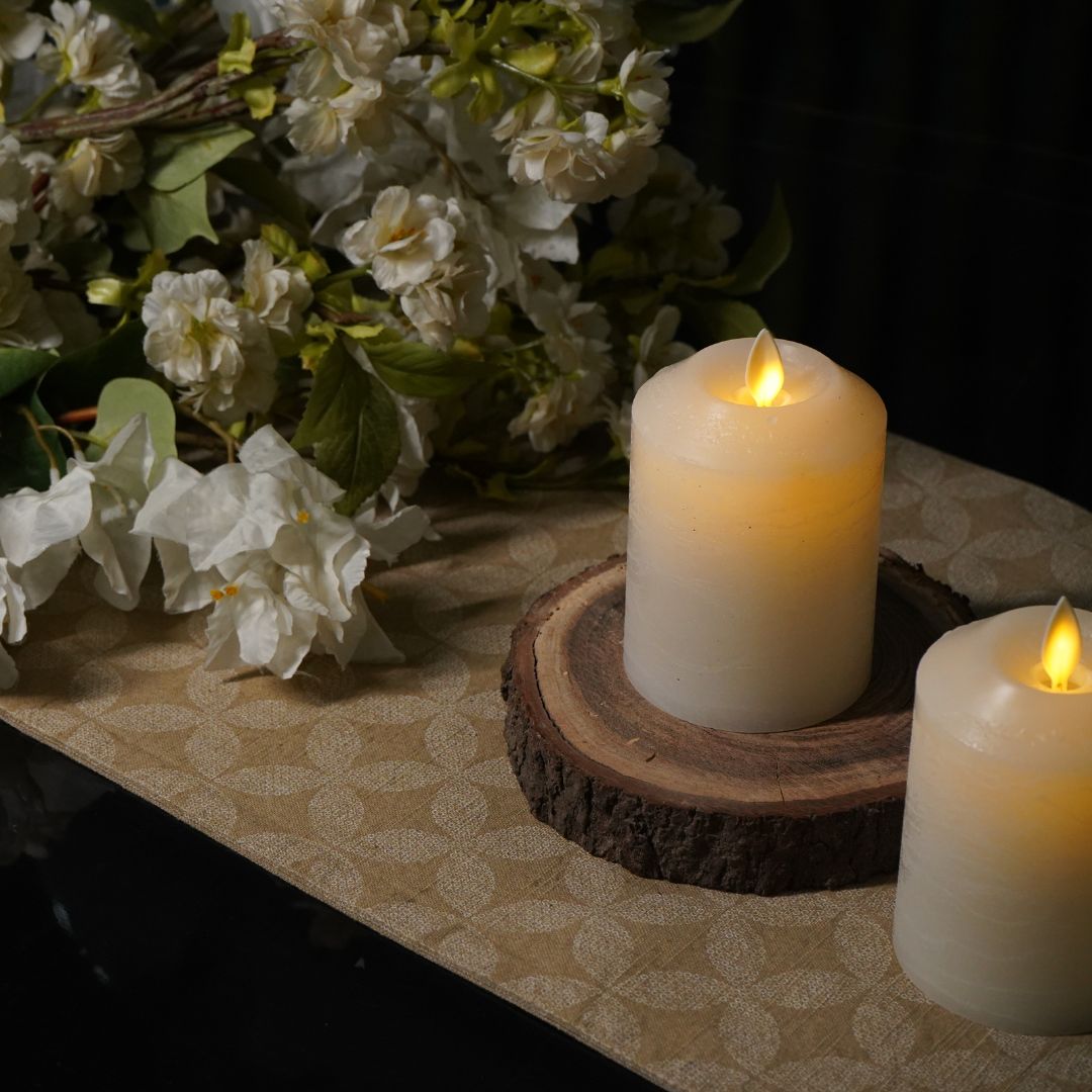 Marble Texture White Real Wax LED Candle – Small