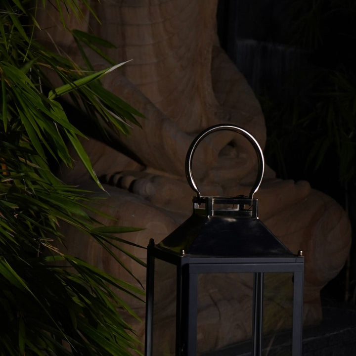 Lantern Stainless Steel & GLass Black & Gold