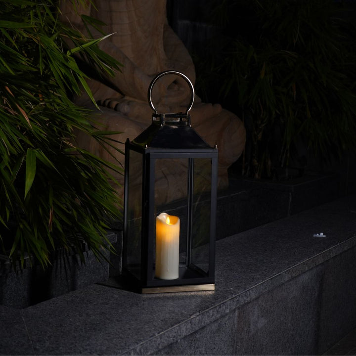 Lantern Stainless Steel & GLass Black & Gold