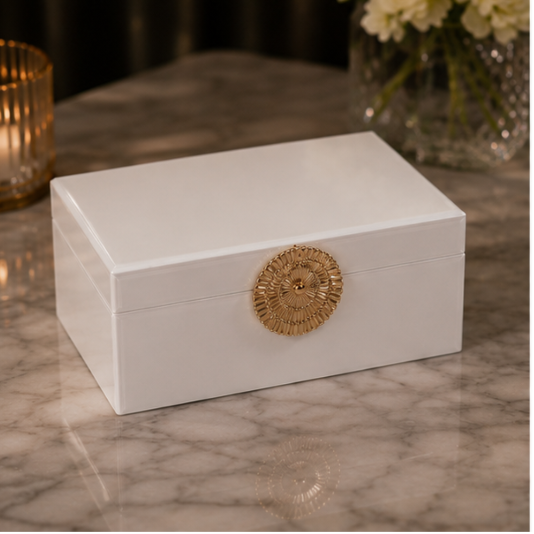 Small Glass Jewellery & Multipurpose Organiser, Cream