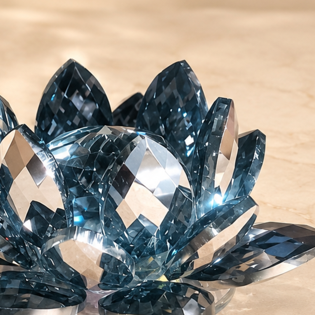 Crystal Lotus Tealight Holder, Blue