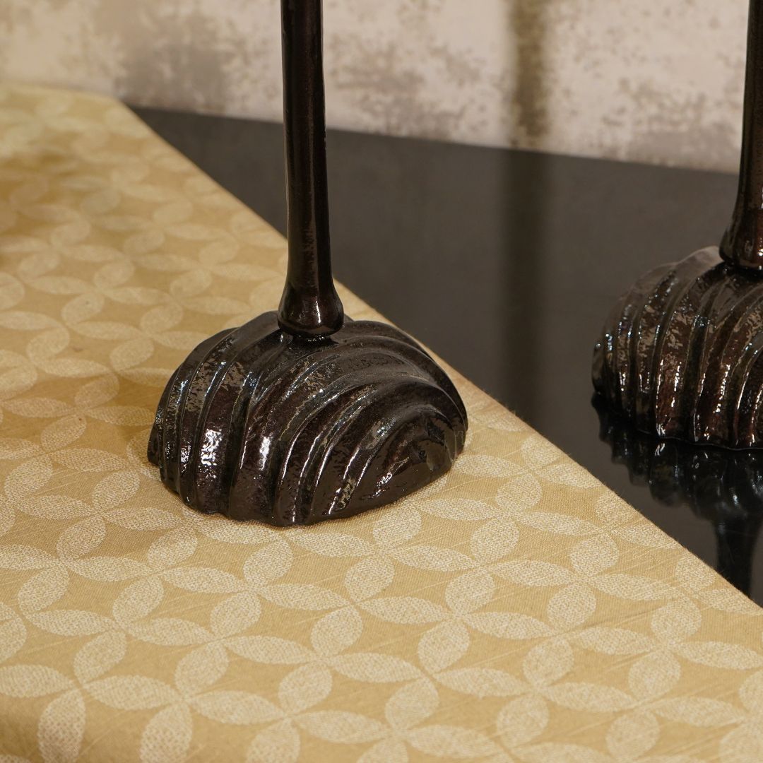 Grey & Black Ombre Tall Metal Glass Candle Holders, set of 2