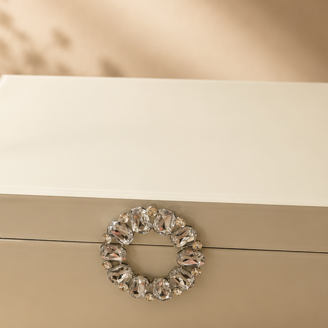 Glass Jewellery & Multipurpose Organiser, Cream