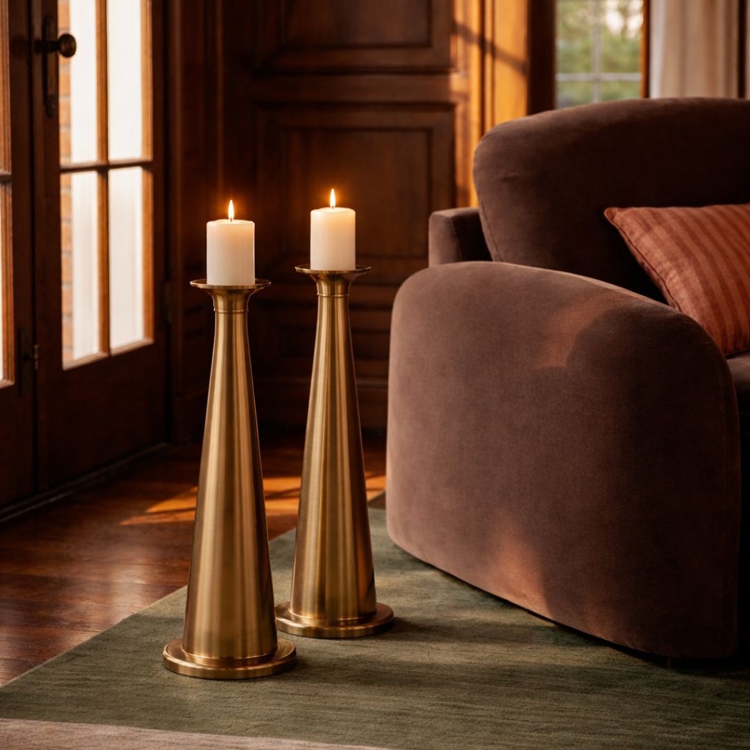 Gold Candle Stands, set of 2