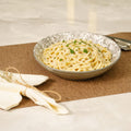 Classic Ivory-Grey Patterned Ceramic Pasta Plate