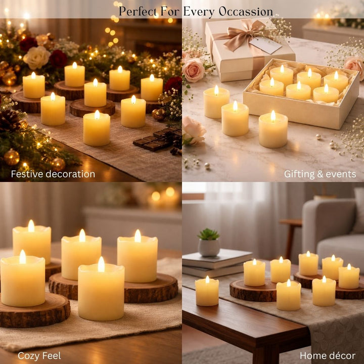 LED Small Real Wax Candle, set of 12