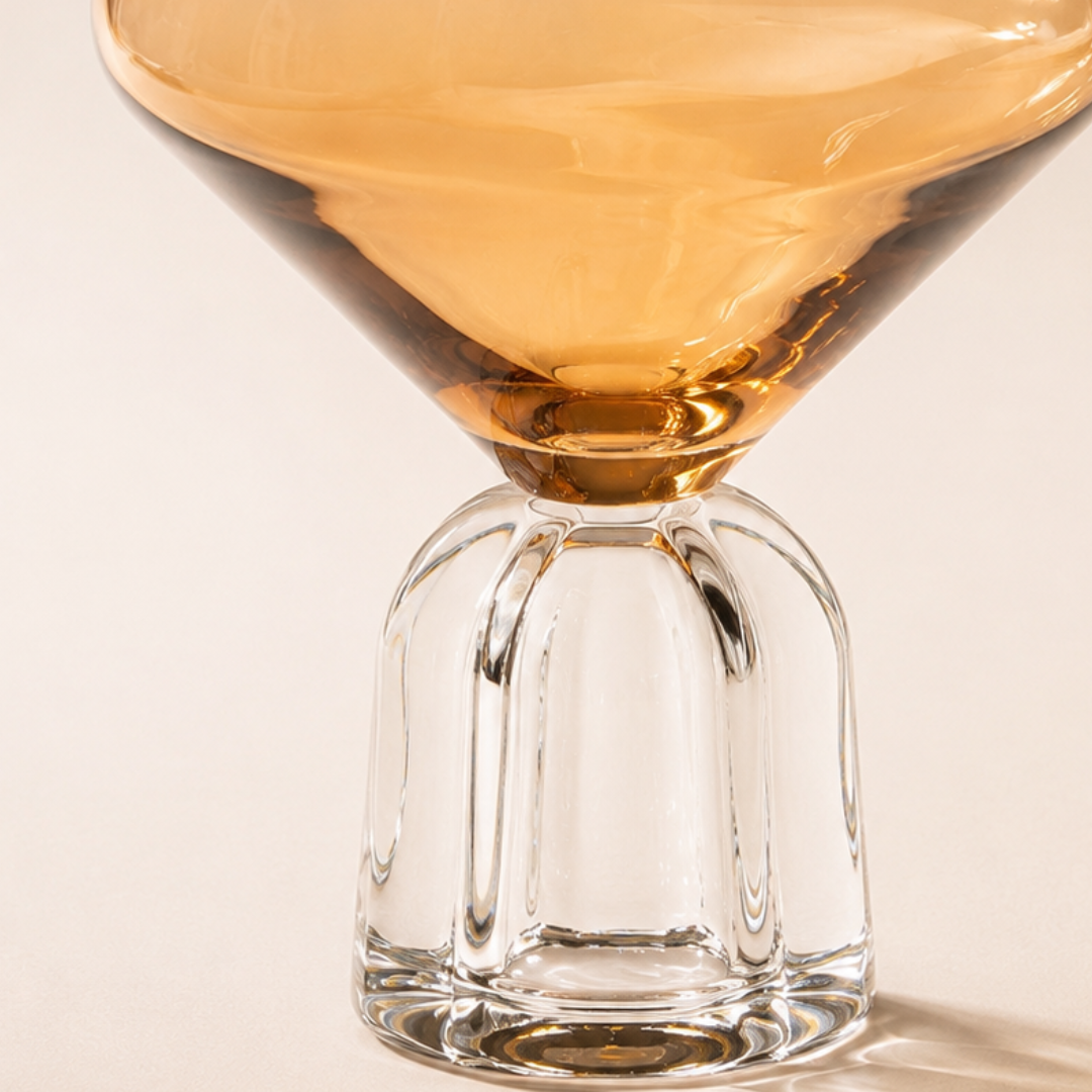 Fluted Petal Goblet Glass, Amber, set of 6