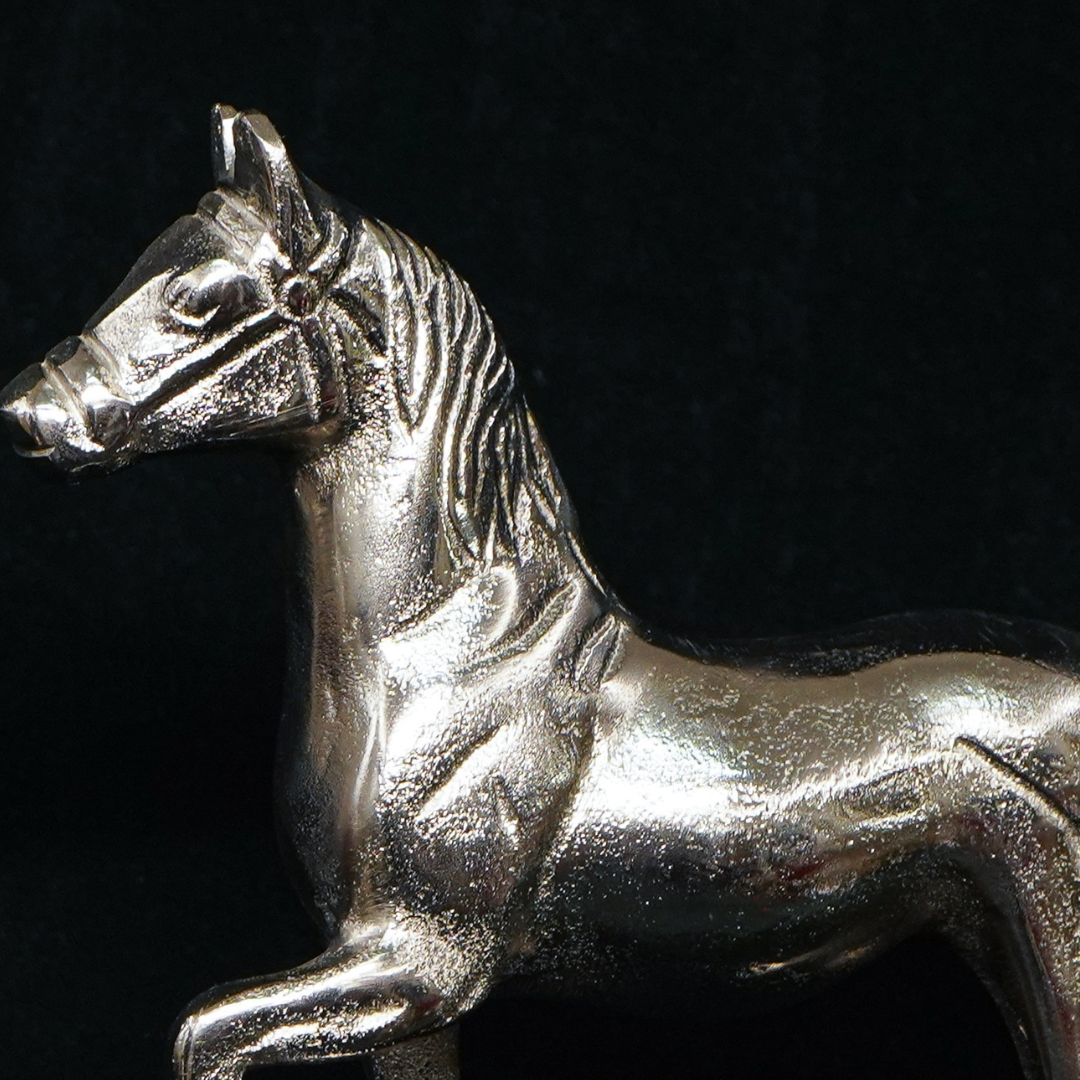 Trotting Horse Sculpture, Silver