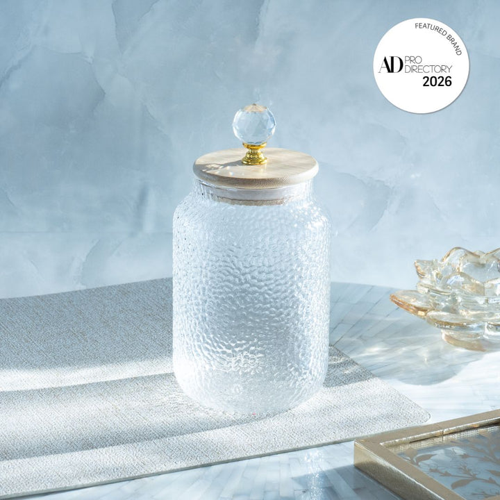 Hammered 750ml Glass Jar with Crystal Airtight Lid, Clear