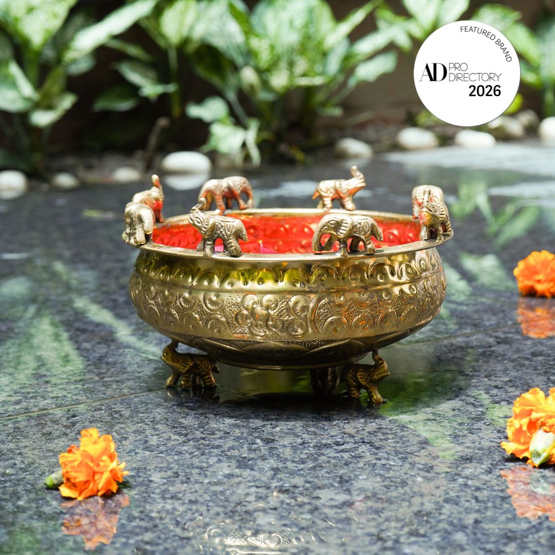 Traditional Elephant Brass Urli, 8 Inches