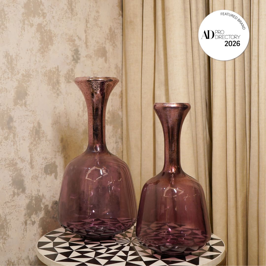 Purple Glass Surahi Decorative Vase, set of 2