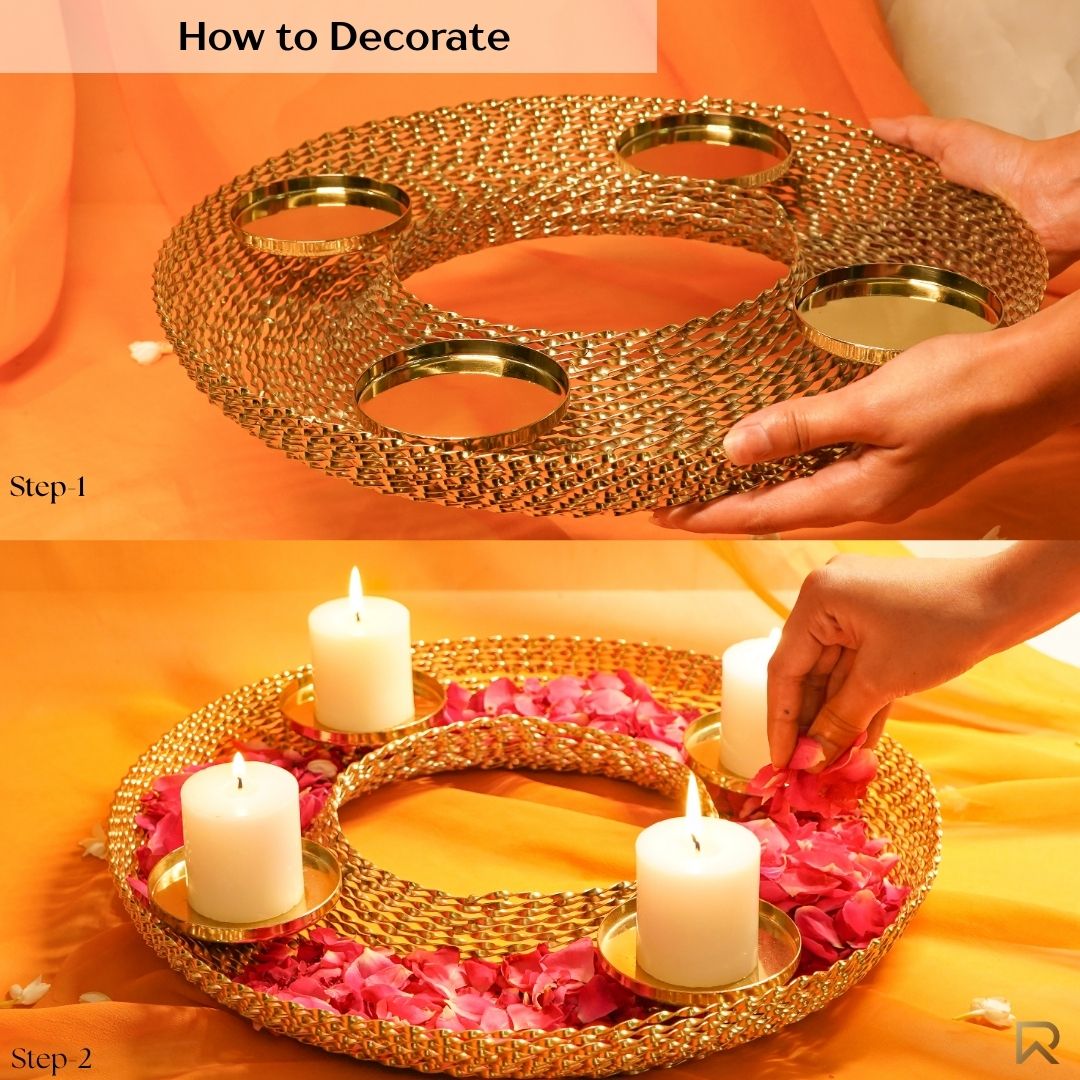 GILDED WREATH CENTERPIECE - TEALIGHT RING URLI