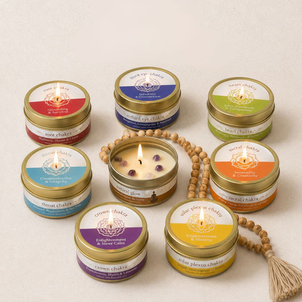 7 Chakra Scented Candles w/ Healing Beads Gift Set
