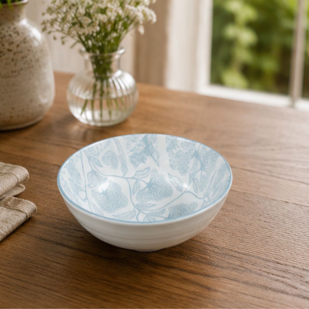 Printed Serving Bowl, Light Blue